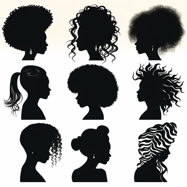 SVG Hairstyles, Black Silhouettes digital clipart,
