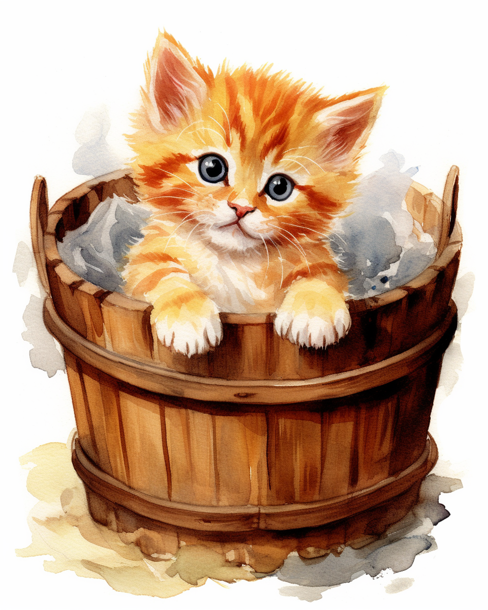 kitten basket cliparts