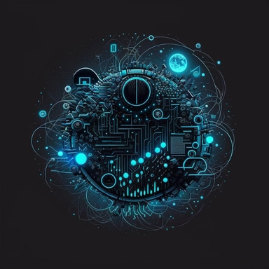 London, technology, NFT, Swag, geometric, lunar cycle, hipster, quirky, dynamic, finance, blue, simple, cosmos, particles, glowing, clean black background, digital, circuit board, icon, clipart, futuristic, 2D, flat, svg, sci-fi, 4k, vector