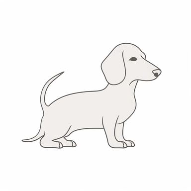 simple outline of a full body Dachshund dog , kids cartoon, minimalist, black on white, lineart, 2d flat file, silhouette, clipart, svg