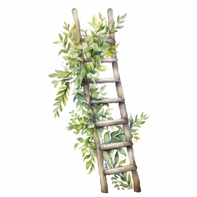foliage ladder , watercolour clipart, white background