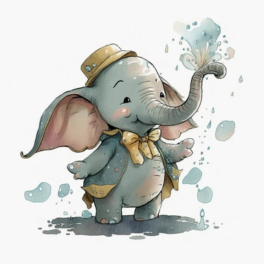 watercolor cartoon dumbo clipart