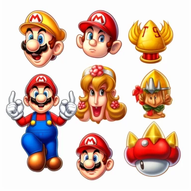mario clipart collection with whitebackground