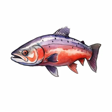 a Norway Norwegian Salmon in the style of watercolour clipart with detailed brush strokes