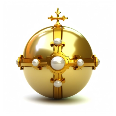 create a clipart about a golden imperial orb with a cross on top , white background