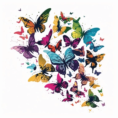 Several butterflies flying around in the air, simple drawing, cute, funny, clipart style, vector style, white background v4 ar2: 3