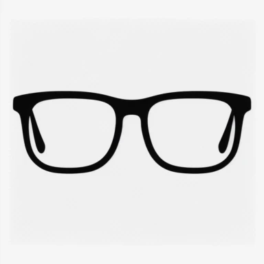 black nerdy glasses without legs, only front, no temple, no temple tip, bold line, clipart, sticker, no shadow, minimalist design, retro