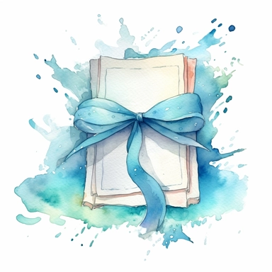 Graceful Baptism Watercolor Clipart - Pastel Blue Baptism Certificate: This clipart represents a baptism certificate in pastel blue, highlighting the official recognition of this spiritual milestone.