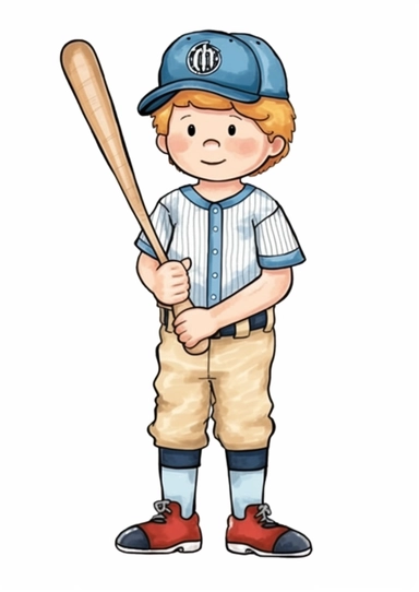 white baseball player cartoon clipart, hd png download, in the style of light aquamarine and navy, henry darger, striped, e. h. shepard, romero britto, brown, calculated