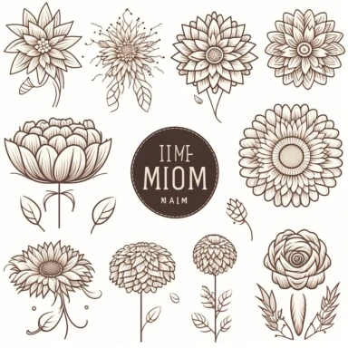 mums icon clipart set, vector, contour, isolated white background, 8k,