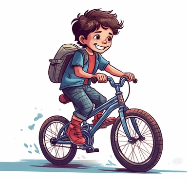 little boy whizzing on his bike stock image of clipart and images, in the style of color gradients, #vfxfriday, dark blue and maroon, bob clampett, saurabh jethani, relatable personality, yellow and navy