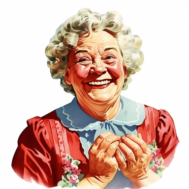 Vintage 1920 Granny smiling Clipart Illustration, Chromolithograph, 1920s Illustration, Vintage, Chromolithograph, Colorful, Antique, Ephemera, Clipart, 8k, Isolated on white