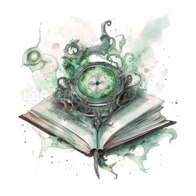 witch magical book , in the style of mystic mechanisms ,pencil art illustrations, Isolated white background, reimagined by industrial light and magic, lith printing, illusory images, watercolor clipart, very subtle emerald tones, , ,