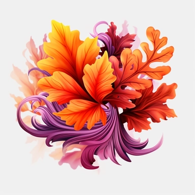 fall leaves, clipart, red, orange, purple, realistic, wind