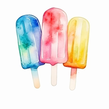 Watercolor A frozen popsicle in a rainbow of colors clipart, Minimalist, isolated white background, 8k