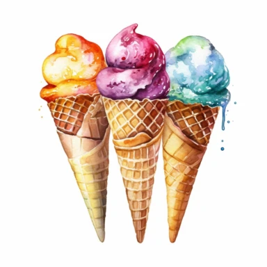 watercolor ice cream cone clip art white background