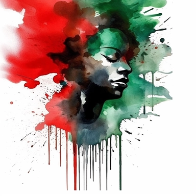 watercolor,hd, clipart, abstract art, celebrating Juneteenth, red, black, green--s 250