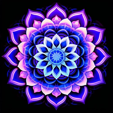 Clipart. White background. Vibrant neon mandalas illuminate the foreground with their intricate and mesmerizing patterns. The bold use of neon colors adds an electrifying energy and modern aesthetic to the traditional art form, symbolizing the dynamic nature of cultural evolution and artistic expression. Delicate lotus flowers, sacred geometric shapes, or subtle references to spiritual concepts enhance the depth and meaning of the artwork, inviting viewers into a meditative and transformative ex