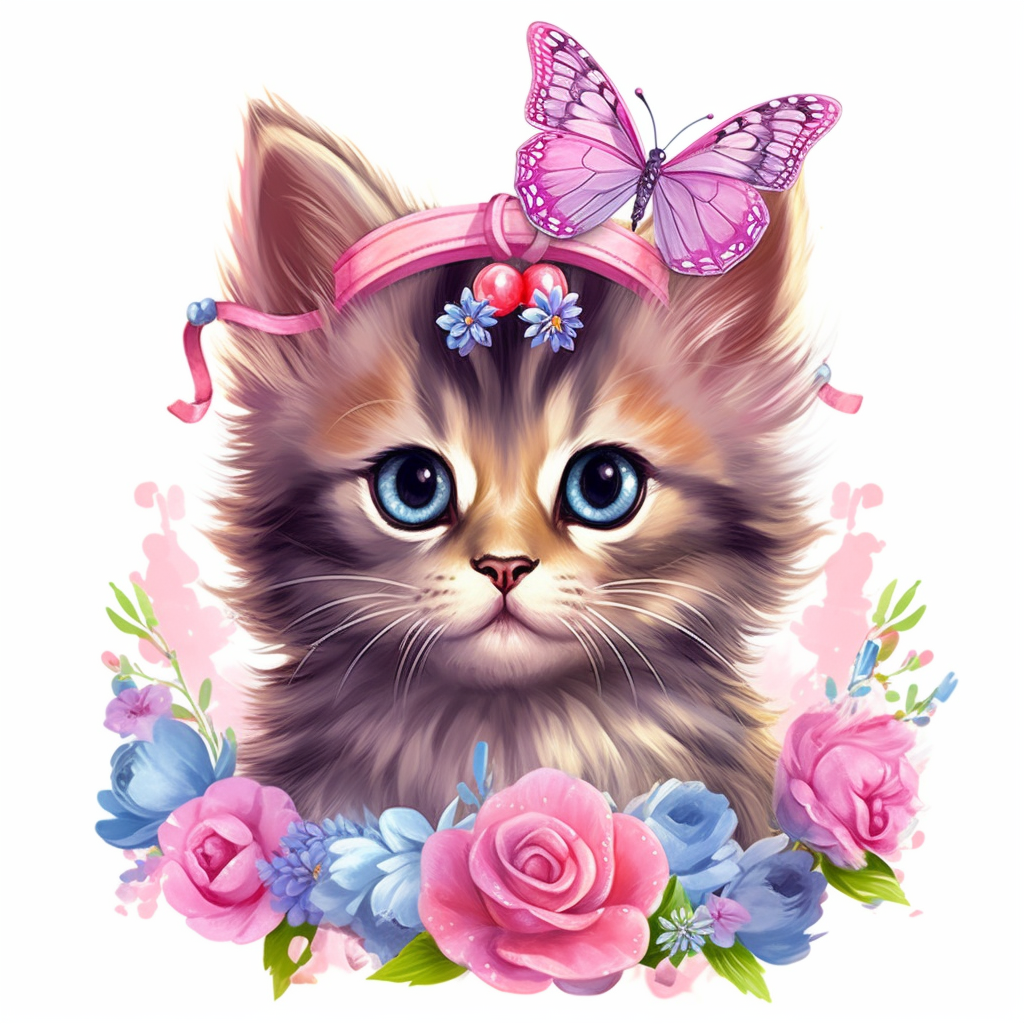 cat butterfly cliparts