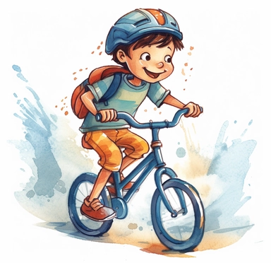 little boy whizzing on his bike stock image of clipart and images, in the style of color gradients, #vfxfriday, dark blue and maroon, bob clampett, saurabh jethani, relatable personality, yellow and navy