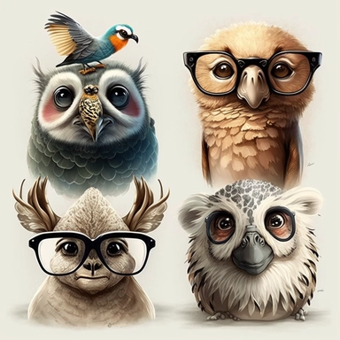 cure animals wearing glasses clipart