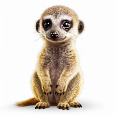 meerkat safari baby animal photorealistic clipart,on white background
