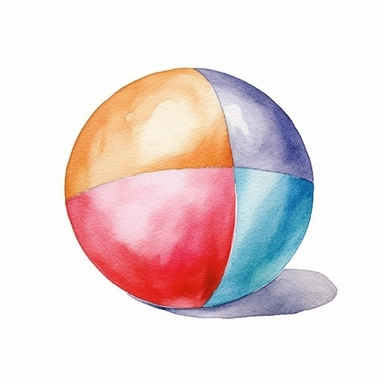 Watercolor clip art on white background, Beach ball, soft pastel, vintage, cinematic, dramatic, ultra realism,4k, very detailed, white background,