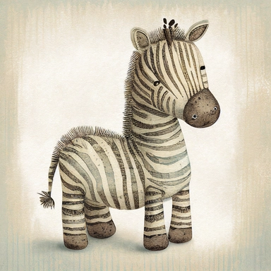 A cute baby zebra , jellycat, stylised hand painted textures, stylized digital art, baby zebra, rough paper texture, baby zebra, highly detailed muted colors,watercolor texture, setteidreams colour design, finger blend shading, stippled walls,amazing textured brush strokes, illustrated in whimsical style, childrens book illustration, clipart style, white solid background , no watermark, remove watermark, no text, remove text, no writing, remove writing