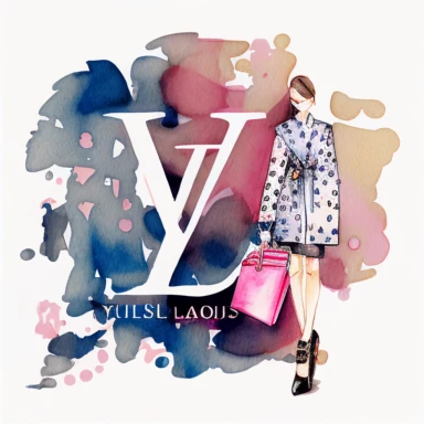 watercolor luis vuitton inspired fashion clipart, no letters, white background