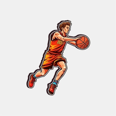 basketball stickers in the style of bansky, clip art
