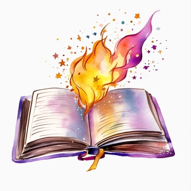 cartoon Spell book , watercolor illustration, cartoon clipart, white background for removing background