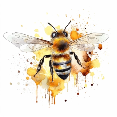 honey bee watercolour clipart design, vector image