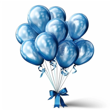 a small bundle of blue balloons, clipart, white background