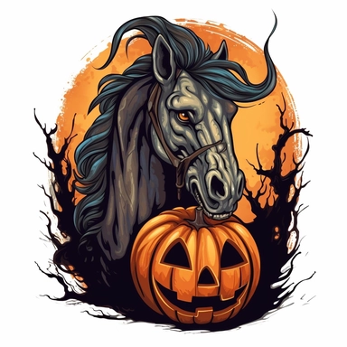 Halloween clipart , creepy horse clipart