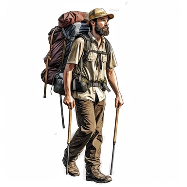 hiker,clipart,whitebackground