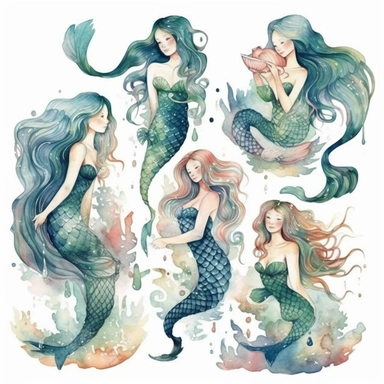 Transport yourself to a magical world beneath the waves with your stunning mermaid watercolor clipart set. Imagine the graceful movements of mermaids as they swim through the crystal-clear water, their long, flowing hair trailing behind them in the currents. Each mermaid should be illustrated in exquisite detail, with intricate watercolors that capture the iridescent scales of their tails and the delicate features of their faces. Your clipart set should include a variety of mermaids, each with t