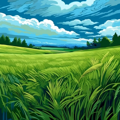 field of grass, grass in a field, cartoon image, clipart, vivid colors