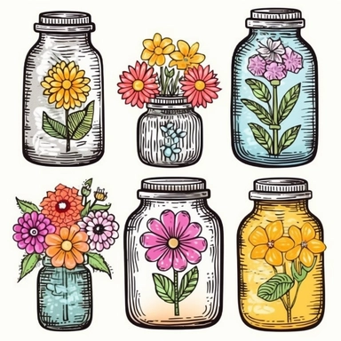 Flower Doodle Clip Art / Hand Drawn Flowers / Flowers in Jars / Digital Download / Summer Clip Art / Whimsical Flowers Flower Doodle, Clip Art, Hand Drawn Flowers, Flowers in Jars, Digital Download, Summer Clip Art, Whimsical Flowers, Flowers, Mason Jars, Hand Drawn, Summer Graphics, Spring Graphics, Floral Clipart