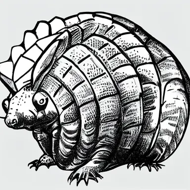 armadillo, easy to draw, black and white only, incredibly basic, clipart, clip art, no color, no shading, few lines, very simple