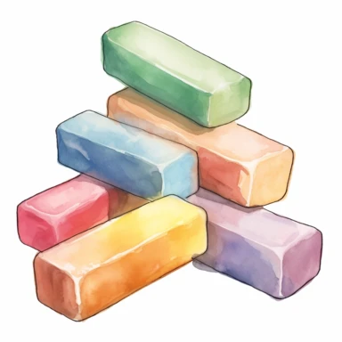 clipart, watercolor painting of chalk, no background