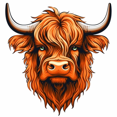 highland cow head clipart