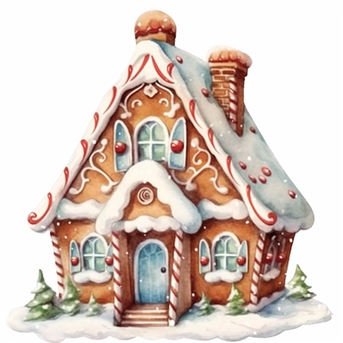 a watercolor gingerbread house, on a white background, gingerbread walls, gingerbread house, gingerbread models, gingerbread, watercolor pencil drawing style, on a white background, clipart, cartoonish style, full body, in the style