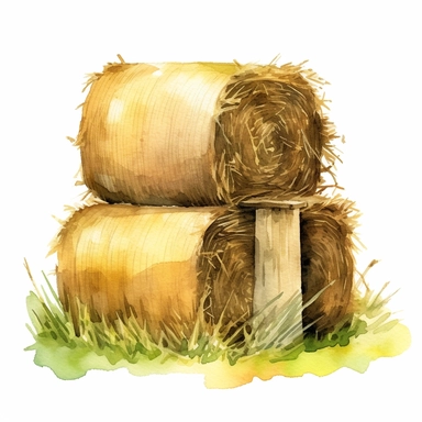 hay bale, watercolor clipart