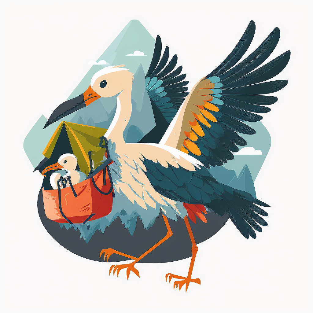 baby and stork clipart