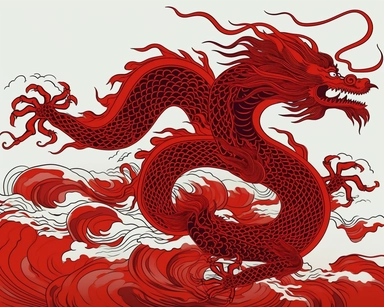 chinese dragon clipart, red dragon clipart, in the style of stanley donwood, allegorical symbolism, kara walker, ultrafine detail, traditional vietnamese, high quality photo, flowing lines--iw2