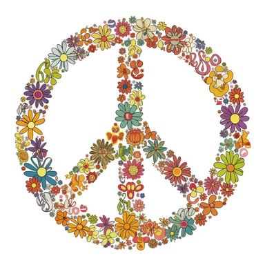 1960s vintage, peace, hippy, clipart, white background