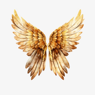 golden angel wings, watercolour clipart