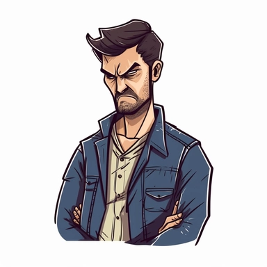 A Man with Angry Face, Body and Hand Expression, White background, Half Body Image, Clipart, Vector illustration