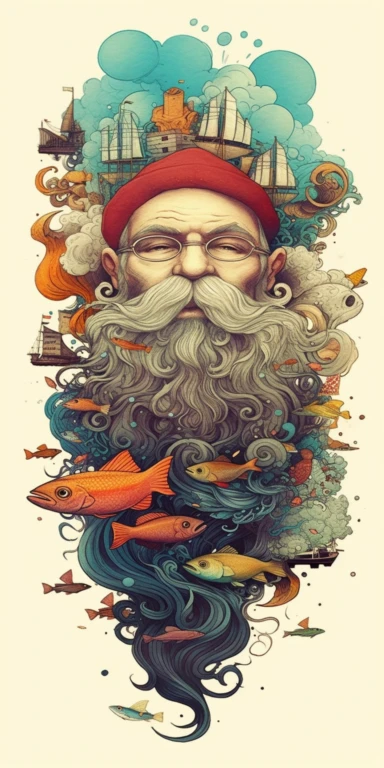 handdrawn clipart of hipster sailor