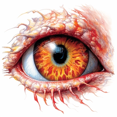 dragon of flame eye close-up tattoo design by twilight designs, in the style of david nordahl, jean-baptiste monge, farel dalrymple, fantastical street, high resolution, imaginative characters, vibrant colors, clipart, blank white background